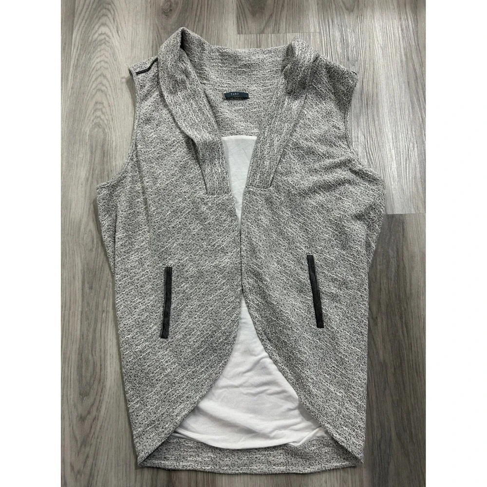 Tart Womens Grey Marled Sleeveless Open Front Shawl Collar Vest M Minimalist